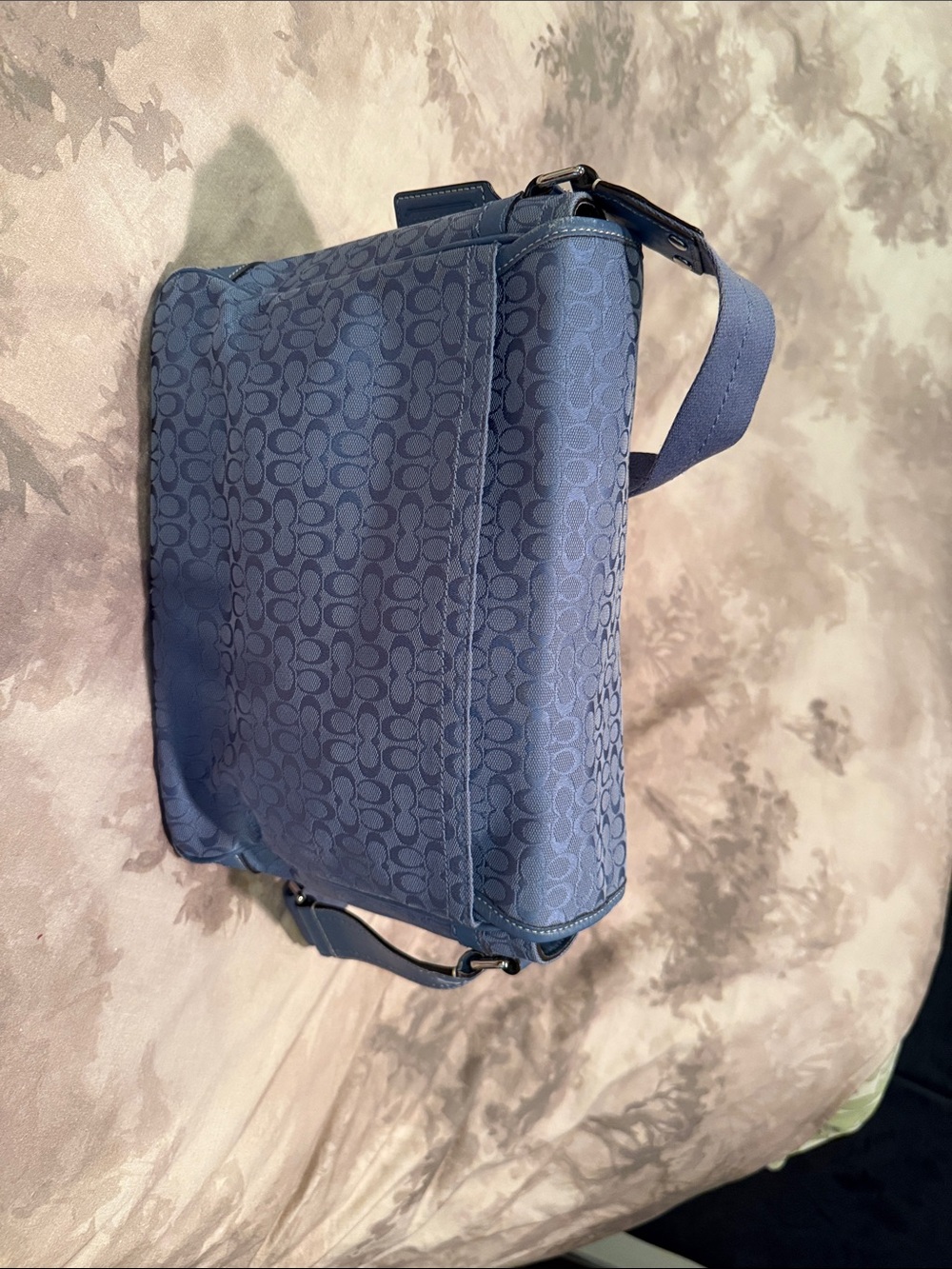 Coach Blue Signature Messenger Bag with Buckle Detail - Picture 3 of 5